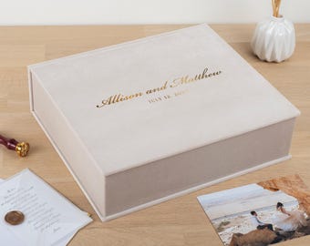 Personalized Wedding Keepsake Box | Large Velvet Memory Box