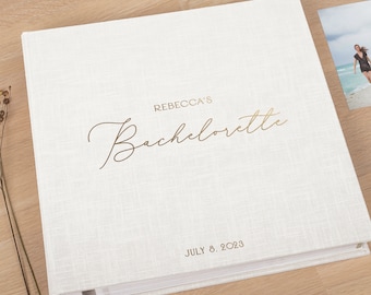 Personalized Bachelorette Party Photo Album: Natural Linen Scrapbook, Bride Gift