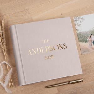 Photo Album with Sleeves for 200 4x6 Photos | Family Slip In Photo Album | Personalized Linen Memory Book | Custom Wedding Album