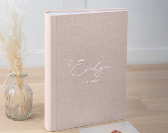 Baby Photo Album with Sleeves for 300 4x6" Photos | Custom Baby Slip In Photo Book for 10x15cm Photos | Personalized Linen Memory Book