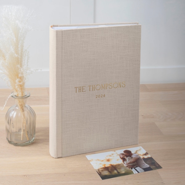 Photo Album with Sleeves for 300 4x6" / 10x15cm Photos | Custom Wedding Slip In Photo Album | Personalized Linen Family Memory Book