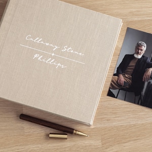 Album fotografico con tasche per 200 foto 4x6 / Album fotografico in lino / Libro dei ricordi personalizzato in lino / Regalo personalizzato per la festa del papà /