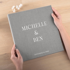 Photo Album with Sleeves for 100-1000 4x6&quot; / 10x15cm Photos | Custom Wedding Slip In Photo Album | Personalized Linen Family Memory Book