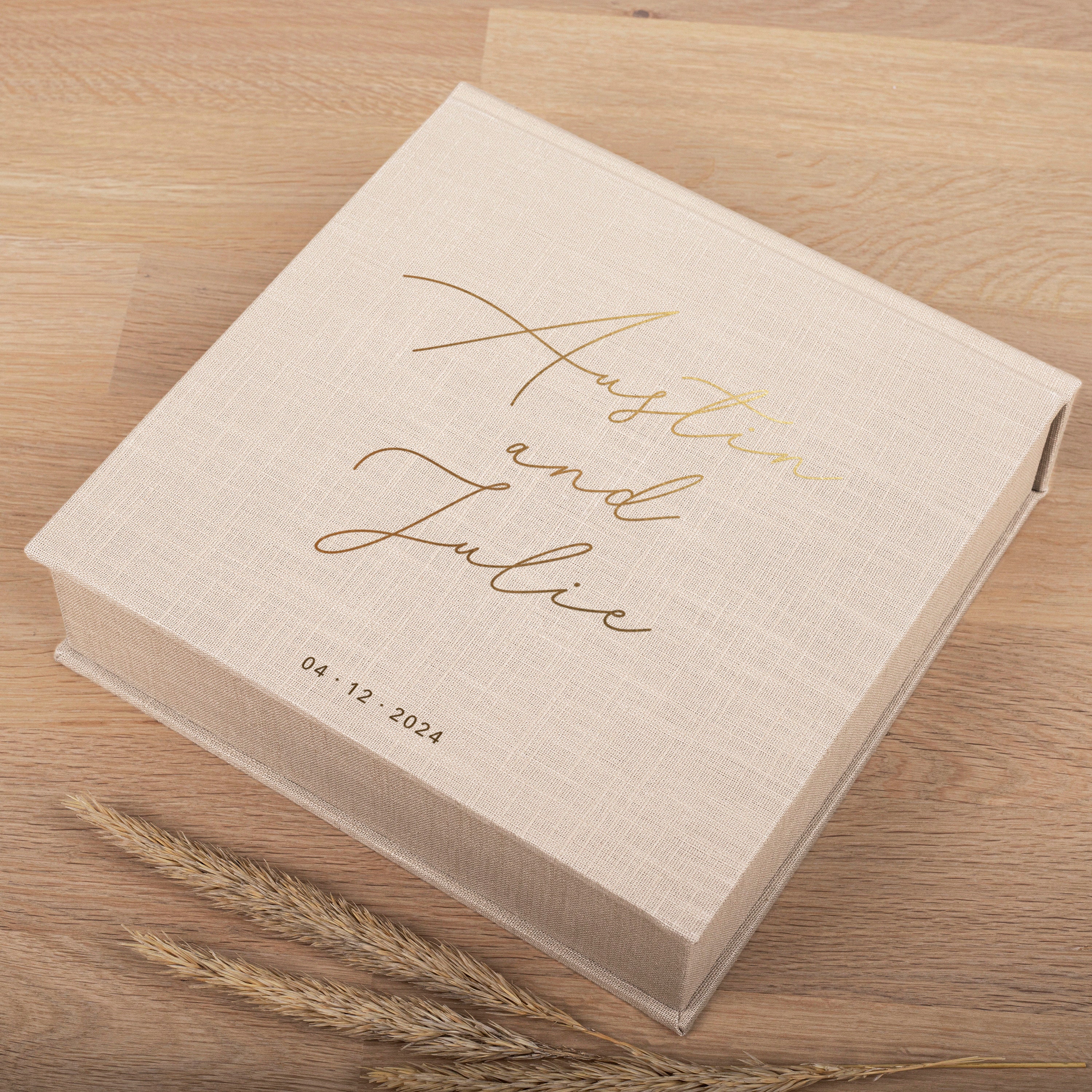 Linen Wedding Keepsake Box Personalized Custom Memory Box