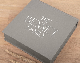 Personalized Linen Wedding Keepsake Box | Handmade Memory Box