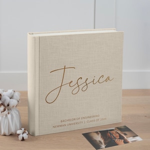 Album fotografico personalizzato in lino / Album personalizzato 12x12" / Grande libro dei ricordi rilegato in stile tradizionale / Moderno regalo di laurea