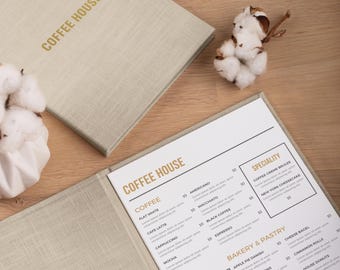 Personalisierte Speisekartenbücher in Leinen oder Samt | Speisekartenhüllen mit festem Einband und Gummiband | Individuell gestaltete Speisekartenmappen für Restaurants