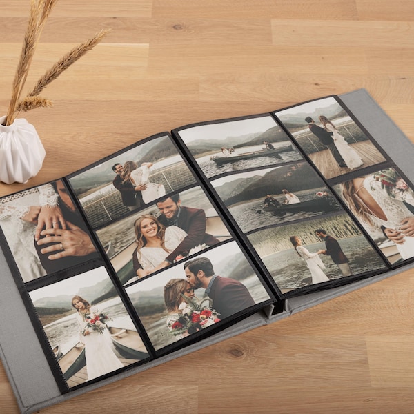 Fotoalbum met hoezen voor foto's van 200-800 4 x 6" / 10 x 15 cm | Aangepaste trouwkaart in fotoalbum | Gepersonaliseerde linnen familieherinneringsboek
