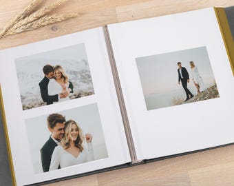 Self-adhesive Photo Album | Personalized Linen Scrapbook | Extra Large Memory Book | Custom Gift for Her or Him | Hand Made in Europe
