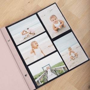 Album fotografico per neonati con tasche per 100-1000 foto 4x6" / 10 x 15 cm / Album fotografico personalizzato per neonati con inserto / Libro dei ricordi personalizzato in lino per neonati