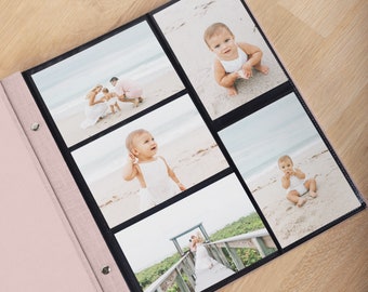 Baby Photo Album with Sleeves for 100-1000 4x6" / 10x15cm Photos | Custom Baby Slip In Photo Album | Personalized Linen Baby Memory Book