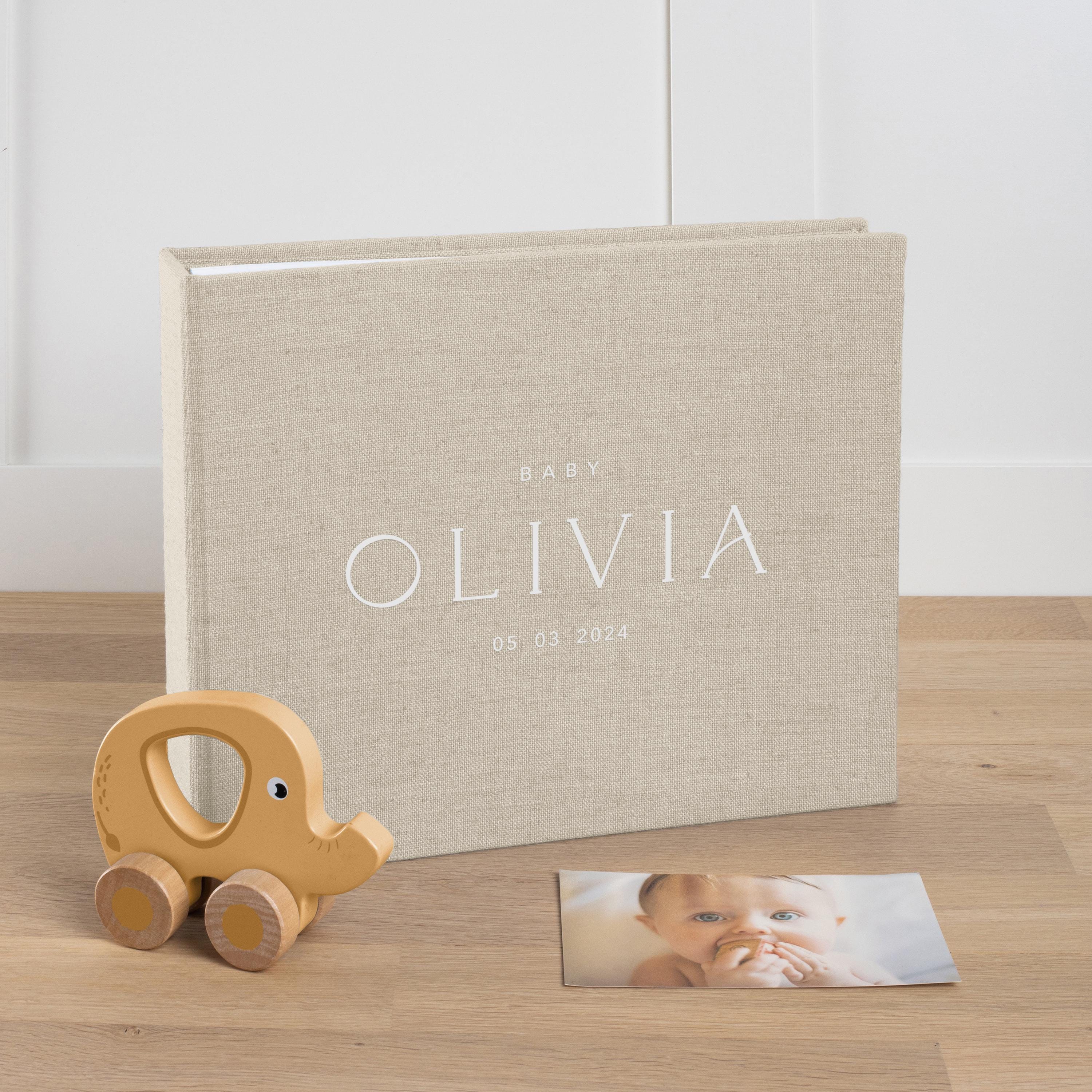 First Years Baby Memory Book | Personalized Linen Baby Photo Album ...
