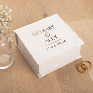 Wedding Ring Box with Removable Ring Bearer Pillow | Best Seller Ring Bearer Box | Personalized Linen Ring Box | Unique Wedding Gift