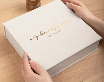 Linen Wedding Keepsake Box | Personalized Custom Memory Box | Large Gift Box for Bride | Wedding Card Holder | Handmade in Europe