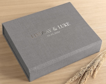 Luxuriöse Hochzeits-Erinnerungsbox | Personalisierte Erinnerungsbox | Großer Kartenhalter für die Hochzeit | Handgefertigte Geschenkbox für die Braut | Magnetverschluss