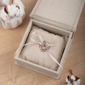 Wedding Ring Box with Removable Ring Bearer Pillow | Best Seller Ring Bearer Box | Personalized Linen Ring Box | Unique Wedding Gift