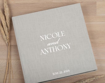 Photo Album with Sleeves for 200 4x6" / 10x15cm Photos | Custom Wedding Slip In Photo Album | Personalized Linen Family Memory Book