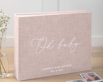 Custom Baby Shower Guest Book | Linen Keepsake Album | Personalized New Baby Memory Book for all Size Pictures | Hand Made in Europe