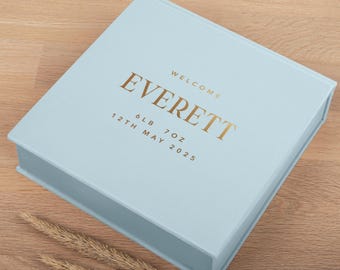 Baby Zeitkapsel Box | Personalisierte Baby Erinnerungsbox | Große Samt Taufe Memory Box | Kundenspezifische Baby-Geschenkbox