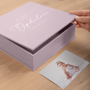 Personalized Baby Keepsake Box | Large Time Capsule Box for Christening or Newborn | Custom Memory Gift Box | Hand Made by LinenAlbums