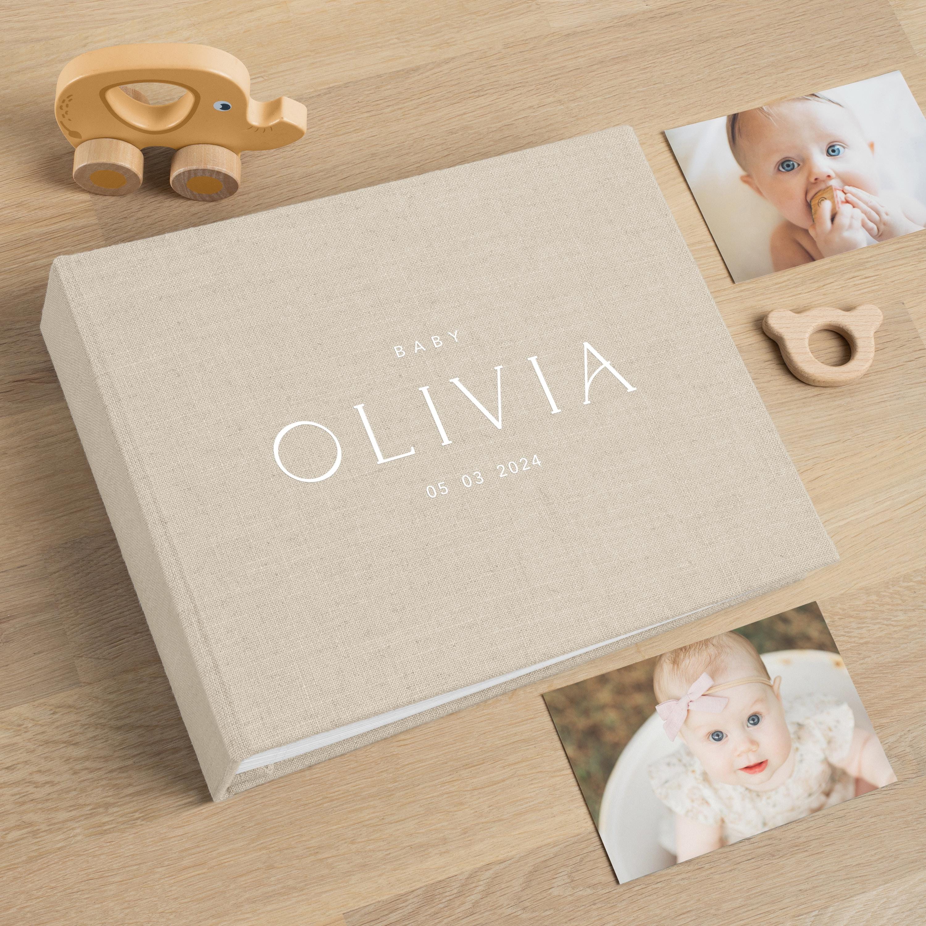 First Years Baby Memory Book | Personalized Linen Baby Photo Album ...