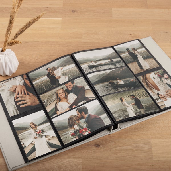 Photo Album with Sleeves for 200 4x6" / 10x15cm Photos | Custom Wedding Slip In Photo Album | Personalized Linen Family Memory Book