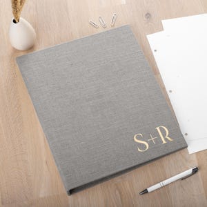 Carpeta de anillas personalizada para papel A4 y fundas de plástico A4 / Carpeta de anillas de lino personalizada / Carpeta de 4 anillas de tapa dura