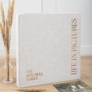 Photo Album with Sleeves for 100-1000 4x6&quot; / 10x15cm Photos | Custom Wedding Slip In Photo Album | Personalized Linen Family Memory Book