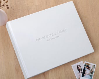 Hochzeitsgästebuch aus Leder mit Fototaschen | Gästebuch mit Einlagen für Fotos aller Größen | Fotoalbum für Fotos im Format 2x6 und 4x6