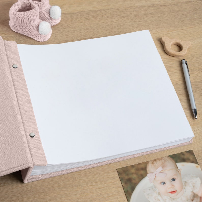 First Years Baby Memory Book | Personalized Linen Baby Photo Album ...