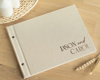 Linen Wedding Guest Book | Personalized Bridal Shower Book | Custom Wedding Sign In Book | 100 Blank or Lined Pages | Unique Wedding Gift