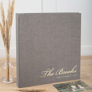 Photo Album with Sleeves for 100-1000 4x6&quot; / 10x15cm Photos | Custom Wedding Slip In Photo Album | Personalized Linen Family Memory Book