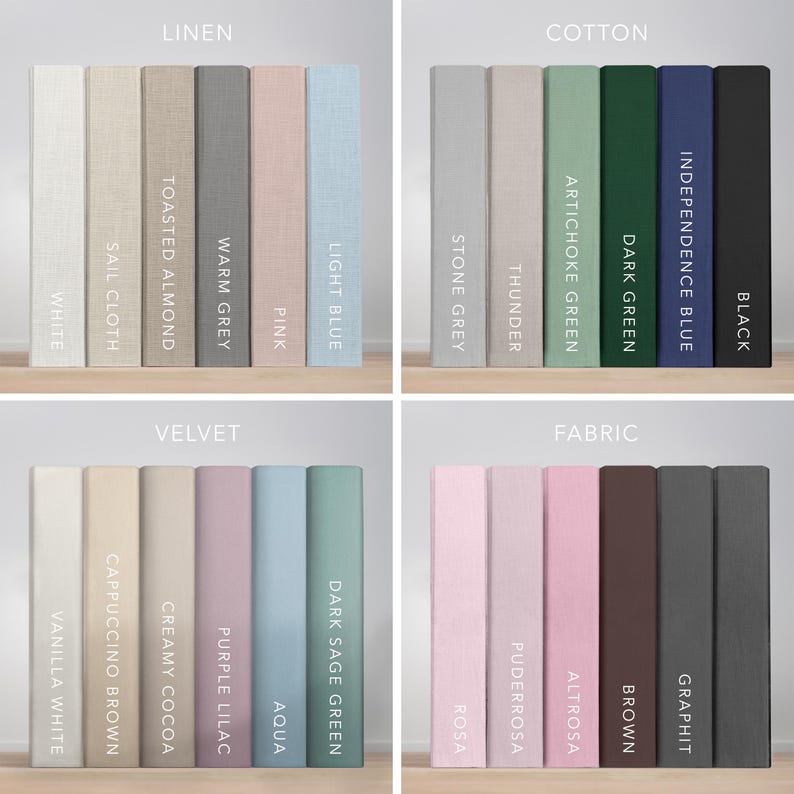 May include: A selection of fabric samples in a range of colours, from white and pink to blue and black. Each swatch is labelled with its colour name, like "White," "Pink," and "Black." The samples are neatly arranged, displaying diverse textures and materials.