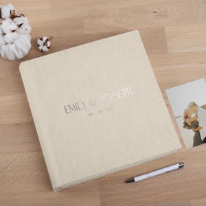 Linen Wedding Photo Album | Large Personalized Scrapbook | Traditional Book Bound Memory Book | Unique Wedding Anniversary Gift | 12x12"