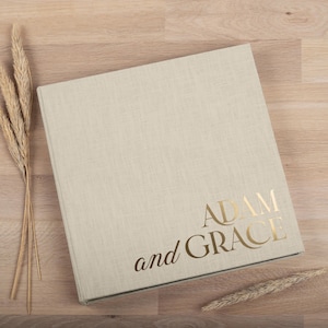 Photo Album with Sleeves for 100-1000 4x6&quot; / 10x15cm Photos | Custom Wedding Slip In Photo Album | Personalized Linen Family Memory Book