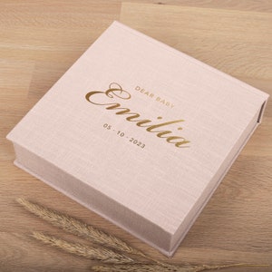 Baby Zeitkapsel Box | Personalisierte Baby Erinnerungsbox | Große Leinen Aufbewahrungsbox Taufe | Benutzerdefinierte Erinnerungsgeschenkbox | Handgefertigt in Europa