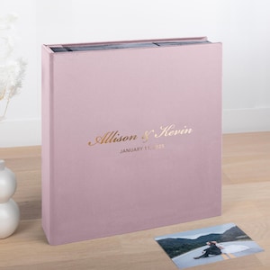 Personalized Wedding Photo Album with Sleeves | Holds 100-1000 4x6&quot; Photos | Custom Slip-In Album | Velvet Family Memory Book | Wedding Gift