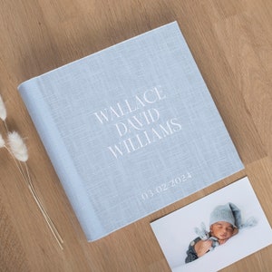 Album fotografico per bambini con tasche per 200 foto 4x6 / Album fotografico a incastro / Libro dei ricordi personalizzato in lino / Regalo per baby shower più venduto
