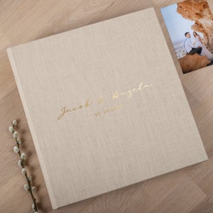 Album fotografico con buste per 100-1000 foto 4x6" / 10 x 15 cm / Album fotografico personalizzato per matrimonio / Libro dei ricordi di famiglia personalizzato in lino