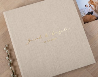 Álbum de fotos con fundas para 400 fotos de 4x6" / 10x15 cm / Álbum de fotos personalizado para bodas / Libro de recuerdos familiar de lino personalizado