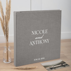 Photo Album with Sleeves for 100-1000 4x6&quot; / 10x15cm Photos | Custom Wedding Slip In Photo Album | Personalized Linen Family Memory Book