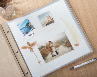 Personalisiertes Fotoalbum (30 x 30 cm) | Rustikales Familienerinnerungsbuch | Vintage-Reisealbum | Individuelles Album mit Schraubbindung