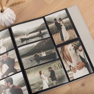 Album photo avec pochettes pour 200 photos 10 x 15 cm / 10 x 15 cm Album photo de mariage personnalisé à insérer Livre de souvenirs de famille en lin personnalisé image 6
