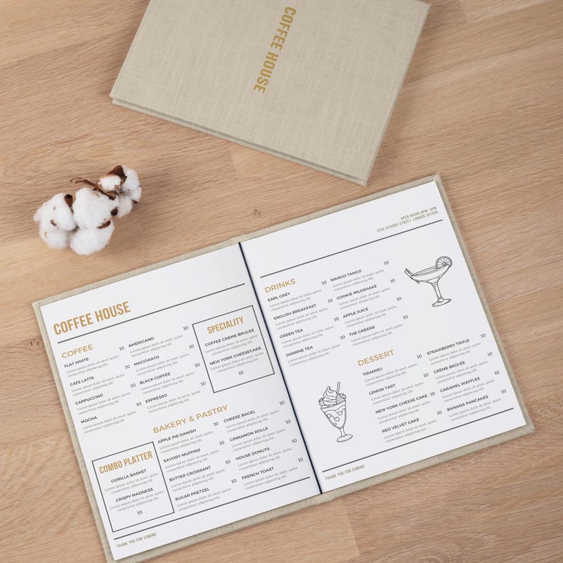 Personalized Menu Books in Linen or Velvet | Hardcover Menu Covers With ...