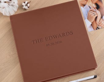 Großes Hochzeitsfotoalbum | Personalisiertes Lederalbum | Traditionell gebundenes Erinnerungsbuch | Einzigartiges Geschenk zum Hochzeitstag
