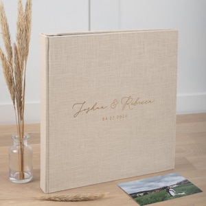 Photo Album with Sleeves for 100-1000 4x6&quot; / 10x15cm Photos | Custom Wedding Slip In Photo Album | Personalized Linen Family Memory Book