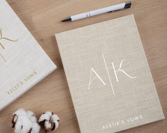 Gepersonaliseerde huwelijksgelofteboekjes | Gelofteboekjes met harde kaft | Linnen gelofteboekjes voor hem en haar | Bestseller huwelijksgeschenk | Handgemaakt in Europa