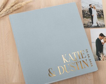 Personalized Linen Photo Album: Handmade Scrapbook, Custom Memory Book