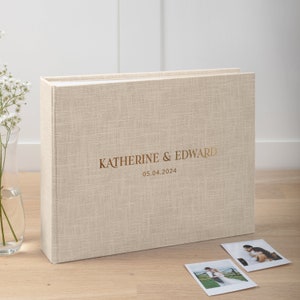 Linen Wedding Guest Book Alternative | Personalized Photo Guestbook for all Size Pictures | Photo Booth Album for 2x6 and 4x6 Photographs