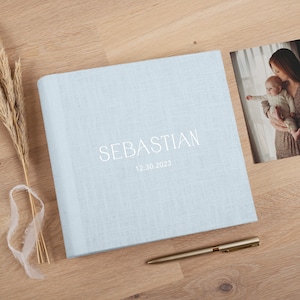 Album fotografico per bambini con tasche per 200 foto 4x6 / Album fotografico a incastro / Libro dei ricordi personalizzato in lino / Regalo per baby shower più venduto